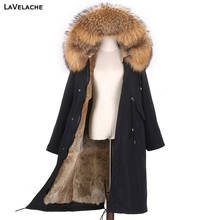Winter Clothes Women Winter Jacket X-Long Real Rabbit Fur Liner Natural Raccoon Fur Collar Hood Waterproof Casual Streetwear New 2024 - buy cheap