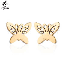 Oly2u Stainless Steel Butterfly Stud Earrings for Women Wedding Earrings Jewelry Accessories Cute Animal Kids Earing Brincos 2024 - buy cheap