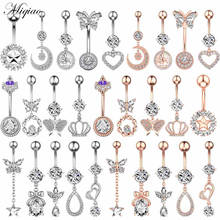 Miqiao 1pcs Explosive Zircon Drop-shaped Crown Belly Button Ring Body Piercing Jewelry 2024 - buy cheap