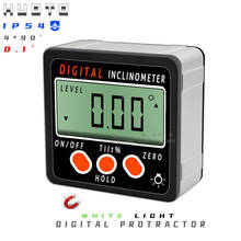 HUOTO IP54 Black Magnetic Based Digital Protractor Bevel Gauge Inclinometer With Backlight Support Degree Slope % Bevel Box 2024 - buy cheap