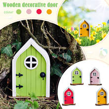 Miniature Gnome Home Wooden Small Door Windows For Trees Yard Art Garden Sculpture Decor Creative Rudolph Dwarf Door Toys Crafts 2024 - buy cheap
