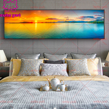 Pintura de diamantes 5D, Kits de paisaje al atardecer junto al lago, costura hecha a mano, bordado de diamantes, rompecabezas, mosaico de diamantes de imitación, decoración grande 2024 - compra barato