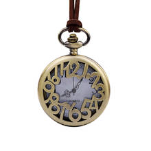Reloj de bolsillo Digital hueco para hombre y mujer, collar Retro de bronce, cadena larga para suéter, collar Universal 2024 - compra barato