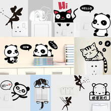 Pegatina de interruptor de luz de Panda de dibujos animados para bebé, decoración de habitaciones de niños, calcomanía de pared para dormitorio de niños, decoración del hogar, pegatinas de Panel de interruptor de gato 2024 - compra barato