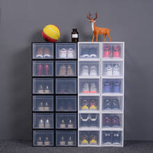 1 шт. баскетбольный ящик для обуви, раскладной ящик для хранения, штабелируемые органайзеры для обуви, прозрачная пластиковая утолщенная стена для демонстрации обуви 2024 - купить недорого