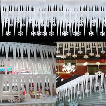 45 # пена ледяная полоса сосулька Снежинка подвесные украшения Рождественские украшения снежный Navidad Natal декор для стены белый 2024 - купить недорого