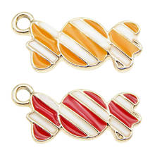 Julie Wang 6PCS Enamel Sweet Candy Charms Orange Red Cartoon Halloween Candy Pendants Alloy Jewelry Making Accessory 2024 - buy cheap