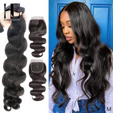 Body Wave Bundles With Closure 100% Real Brazilian Hair Weave Bundles With Closure Double Drawn Remy Human Hair Extension 2024 - buy cheap