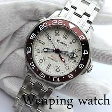 Bliger 41mm New Men's Top Luxury GMT Mechanical Watch Sapphire Glass Ceramic Bezel White Dial Date Luminous Automatic Watch 2022 - buy cheap