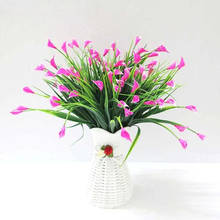 Calla lily flores artificiais de planta, grama de plástico verde para decoração de casa e casamento, plantas de grama 2024 - compre barato