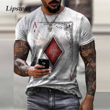 Camiseta masculina de manga curta harajuku, t-shirt da moda e de pôquer, com gola redonda, para verão, 2021 2024 - compre barato