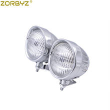 ZORBYZ-Lámpara de faro doble de Metal cromado para motocicleta, soporte de montaje inferior para Harley Cruiser, Choppe, Bobber, personalizado 2024 - compra barato
