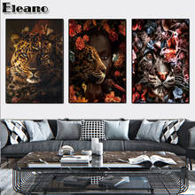 Canvas Painting Living Room Flower Leopard Lion Poster Animal Wall Decoration Picture Custom Print Nordic Modern Art Painting 2024 - buy cheap