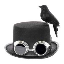 Magician's Hat Crow Stand Cosplay Crow Hat Retro Gothic Steampunk Hats For Halloween Cosplay Party Cap Props 2024 - buy cheap