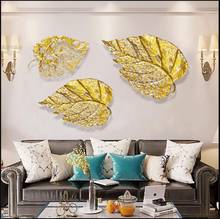 Decoração de parede de ferro forjado com personalidade, enfeites de folhas de ouro, decoração de parede, artesanato, casa, sofá, fundo, adesivo de parede 2024 - compre barato