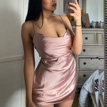 Night Club Satin Dress Women Homewear Summer Silk Mini Dresses Spaghetti Strap Sleeveless Adjustable Straps y2k Bodycon Dresses 2024 - buy cheap