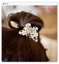 New Imitation Pearls Butterfly Elastic Hair Rope Women Charm Crystal Rubber Headband Ponytail Gum Hair Bands Hair Accessories 2024 - buy cheap