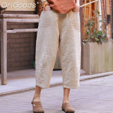 Calças curtas femininas original, calças curtas de linho estilo vintage para mulheres c220 2024 - compre barato