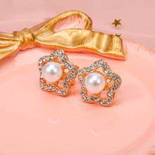 Brincos de strass pequenos modernos da moda coreana, estrela de cinco pontas, joias femininas 2024 - compre barato