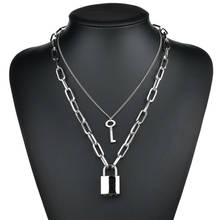 New Punk Necklace Lock Key Pendant Couple Padlock Fashion Jewelry Gothic Necklace Women Statement Necklace Wholesale 2024 - buy cheap