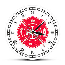 Frieman Firefighter Maltese Cross Slient Printed Wall Clock First Responder Fire Department Badge Logo Watch With Roman Numerals 2024 - buy cheap