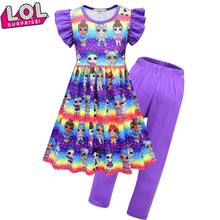 Новинка, модный детский костюм Lol Surprise Doll, платье с коротким рукавом для девочек, брюки, леггинсы, костюм, летнее платье, одежда для девочек 2024 - купить недорого