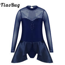 Kids Girls Long Sleeve Mesh Tulle Tutu Ballet Dance Leotard Dress for Performance Dancewear Clothes Gymnastics Leotard Costume 2024 - buy cheap