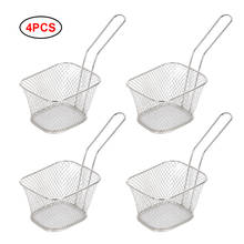 Mini cesta portátil de acero inoxidable para freír patatas fritas, colador de cocina para Chef, 4 Uds. 2024 - compra barato