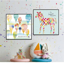 Modern Colorful Hot Air Balloon Animal Horse Posters Wall Art Prints Pictures Decorative Canvas Painting For Kids Girls nursery 2024 - buy cheap