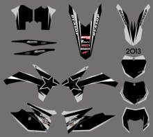 0607 Black  NEW STYLE TEAM  GRAPHICS WITH MATCHING BACKGROUNDS For KTM 125 200 250 300 350 450 500 EXC 2012 2013 XC 2011 2024 - buy cheap