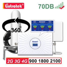Lintratek-amplificador de señal para teléfono móvil, repetidor de 70dB, 2G, 3G, 4G, GSM UMTS, LTE, Panel de antena Omni, Kit AGC de 15m 2024 - compra barato