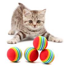1 шт./3 шт. Радужный игрушечный мяч для кошки 3,5 см интерактивные игрушки для кошек игровой погремушка для жевания царапины EVA Радужный шар принадлежности для тренировки животных 2024 - купить недорого