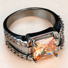 Роскошное женское кольцо цвета шампанского с кристаллом и камнем, обручальные кольца из черного золота 14 к для женщин, обручальное кольцо с квадратным цирконием 2024 - купить недорого