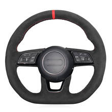 Hand-stitched Black Suede Car Steering Wheel Cover for Audi A3 (8V) A4 (B9) Avant A5 (F5) A1 (8X) Sportback Q2 2024 - buy cheap