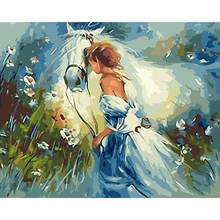 Gatyztory 60x75cm quadro diy pintura por números meninas e animais cavalo arte da parede imagem por números para decorações de casa arte 2024 - compre barato