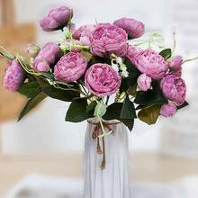 5 Heads Artificial Flowers Bride Bouquet Fake Rose bouquet flores For Wedding Home Party Decoration 2024 - buy cheap