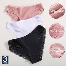 3PCS/Set Cotton Underwear Women's Panties Comfort Underpants  Floral Lace Briefs For Woman Sexy Low-Rise Pantys Intimates M L XL 2024 - buy cheap