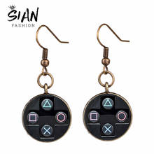 SINA Vintage Video Game Controller Earrings Gaming Gamer Novelty Gamepad Picture Dangle Earring Silver Colour Glass Gem Jewelry 2024 - buy cheap