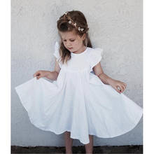 Vestido infantil de verão, vestido para meninas com babados, de princesa, moda américa europeia, roupas de verão 2020 2024 - compre barato