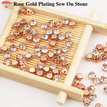 RESEN 6mm 100pcs Sew On Claw Rhinestone Rose Gold Base Glass Sewing Accessories Stones 3D Sewing Avoid Scratching Wedding Dress 2024 - buy cheap