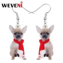 WEVENI Acrylic Christmas Scarf Pug Dog Earrings Drop Dangle Jewelry For Women Girls Teens Party Charm Decorations Gift Accessory 2024 - buy cheap