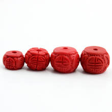 10pcs/lot Natural Red Cinnabars Beads 8 10 12 14mm Carved Barrel Rondelle Charm Beads for DIY Jewelry Making Accessories Crafts 2024 - buy cheap