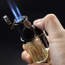 Hookah Windproof Torch Jet Turbo Gas Lighter Three Nozzles BBQ Ignition Inflatable Butane Spray Gun Cigar Cigarettes Lighter 2024 - buy cheap