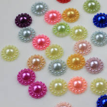 200/500/Mix Colors 12mm Acrylic Half Round Flatback Pearl Flower Beads DIY Wedding Party Decor Handmade Plastic flatbacks Crafts 2024 - buy cheap