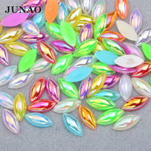 JUNAO 5*10mm 7*15mm Mix Color Horse Eye Flatback Pearls Rhinestone Applique Decoration Half Pearl Beads For Jewelry Making 2024 - buy cheap