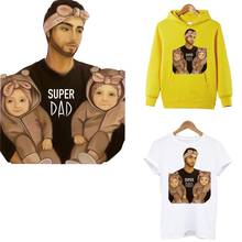 Super Dad With Cute Girl Iron On Patches For Clothing DIY A-level Washable Family T-shirt Thermal Sticker Heat Transfer Applique 2024 - buy cheap