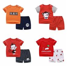 Комплект детской одежды, летний спортивный костюм с футболкой и коротким рукавом с изображением обезьяны 2024 - купить недорого