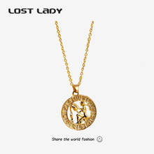 Lost Lady 12 Zodiac Sign Gold Color Coins Pendant Necklaces for Women Trendy Necklaces Aries Leo Party Jewelry Wholesale 2024 - buy cheap