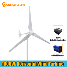 Baixa velocidade do vento até 1000w 24v 48v gerador de turbina eólica com controlador de carga mppt e fora do sistema de grade marinha e terra 2024 - compre barato