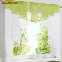 Tulle Kitchen Curtain For Window Balcony Rome Pleated Design Green Gray Color Sheer Short Valance Tulle Roman Curtain Short 2024 - buy cheap